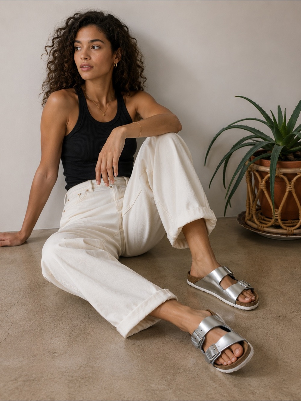 Birkenstock Arizona Chunky Sandals Silver Metallic Size 38 (US 7) Regular Fit - Picture 1 of 13